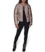 KARL LAGERFELD PARIS Solid Ruffle Collarless Water Resistant Zip Front Puffer Jacket, Color:Sand - Image 5