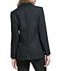 Color:Black - Image 2 - Solid Tweed Long Sleeve Notch Lapel Blazer Jacket