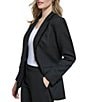 Color:Black - Image 3 - Solid Tweed Long Sleeve Notch Lapel Blazer Jacket