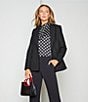 Color:Black - Image 5 - Solid Tweed Long Sleeve Notch Lapel Blazer Jacket