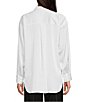 Color:Soft White - Image 2 - Solid Woven Satin Point Collar Long Sleeve Button Front Blouse