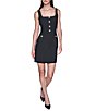 KARL LAGERFELD PARIS Square Neck Pearl Button Sheath Dress - Image 1
