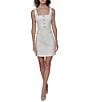 KARL LAGERFELD PARIS Square Neck Pearl Button Trim Tweed Sheath Dress, Color:Soft White - Image 2