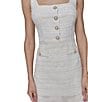 KARL LAGERFELD PARIS Square Neck Pearl Button Trim Tweed Sheath Dress, Color:Soft White - Image 5