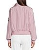 KARL LAGERFELD PARIS Stand Collar Long Sleeve Patch Logo Print Bomber Jacket - Image 2