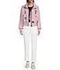 KARL LAGERFELD PARIS Stand Collar Long Sleeve Patch Logo Print Bomber Jacket - Image 3