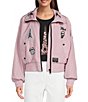 KARL LAGERFELD PARIS Stand Collar Long Sleeve Patch Logo Print Bomber Jacket - Image 4