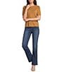 KARL LAGERFELD PARIS Stretch Denim Bow Patch Pocket Straight Jeans - Image 3