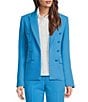 Color:Blithe Blue - Image 1 - Stretch Lapel Collar Neckline Long Sleeve Coordinating Blazer Jacket