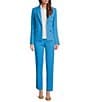 Color:Blithe Blue - Image 3 - Stretch Lapel Collar Neckline Long Sleeve Coordinating Blazer Jacket
