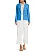 Color:Blithe Blue - Image 5 - Stretch Lapel Collar Neckline Long Sleeve Coordinating Blazer Jacket