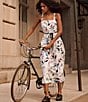 KARL LAGERFELD PARIS Stretch Sateen Multi Print Square Neck Sleeveless Rope Belt Button Front Sheath Maxi Dress, Color:Soft White Multi - Image 5