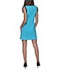 KARL LAGERFELD PARIS Stretch Scuba Crepe Contrast Trim V-Neck Sleeveless Sheath Dress, Color:Hydrangea/Black - Image 2