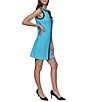 KARL LAGERFELD PARIS Stretch Scuba Crepe Contrast Trim V-Neck Sleeveless Sheath Dress, Color:Hydrangea/Black - Image 3