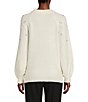 Color:Soft White - Image 2 - Sweater Knit Pearl Rhinestone Crew Neck Long Sleeve Sweater