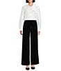 KARL LAGERFELD PARIS Tafetta Point Collar Long Sleeve Corsage Bouse, Color:Soft White - Image 3