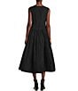 Color:Black - Image 2 - Taffeta Round Neck Sleeveless Drop Waist Belted Dress