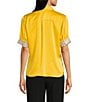 KARL LAGERFELD PARIS Tech Satin Point Collar Short Trim Sleeve Embellished Button-Front Blouse, Color:Daffodil - Image 2