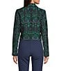 KARL LAGERFELD PARIS Textured Jacquard Print Notch Collar Cropped Jacket, Color:Naval Academy/Forest Green - Image 2