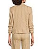 KARL LAGERFELD PARIS Textured Stripe Notch Collar 3/4 Ruched Sleeve Coordinating Jacket, Color:Cartouche Stripe - Image 2
