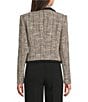 KARL LAGERFELD PARIS Tweed Checkered Point Collar Long Sleeve Button Front Jacket, Color:Black/Soft White/Cream - Image 2