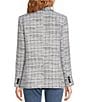 Color:Denim Multi - Image 2 - Tweed Notch Lapel Long Sleeve Blazer Jacket