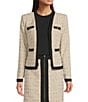 KARL LAGERFELD PARIS KARL LAGERFELD PARIS Coordinating Tweed Open Front Framed Jacket, Color:Truffle/Oyster - Image 1