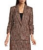 KARL LAGERFELD PARIS Tweed Print Notch Collar 3/4 Scrunch Sleeve Coordinating Jacket, Color:Bronze/Vicuna - Image 2