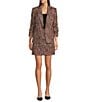 KARL LAGERFELD PARIS Tweed Print Notch Collar 3/4 Scrunch Sleeve Coordinating Jacket, Color:Bronze/Vicuna - Image 4