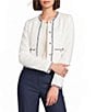 KARL LAGERFELD PARIS Tweed Round Neck Long Sleeve Cropped Coordinating Jacket - Image 1