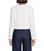KARL LAGERFELD PARIS Tweed Round Neck Long Sleeve Cropped Coordinating Jacket - Image 2