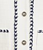 KARL LAGERFELD PARIS Tweed Round Neck Long Sleeve Cropped Coordinating Jacket - Image 5