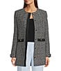 KARL LAGERFELD PARIS Tweed Round Neck Long Sleeve Jacket - Image 1