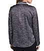 KARL LAGERFELD PARIS Tweed Satin Back Crepe Front Print Point Collar Long Sleeve Jacket - Image 2