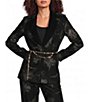 KARL LAGERFELD PARIS Velvet Floral Pattern Notch Collar Chain Belt Button Front Blazer - Image 1