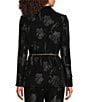 KARL LAGERFELD PARIS Velvet Floral Pattern Notch Collar Chain Belt Button Front Blazer - Image 2