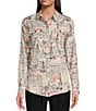 Color:Dune Pink Multi - Image 1 - Whimsical Print Point Collar Pocket Blouse
