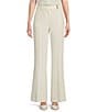 Color:Soft White - Image 1 - Wide Leg High Rise Flat Front Flare Trouser