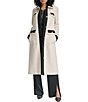 KARL LAGERFELD PARIS Wool Blend Point Collar Contrast Single Breasted Walker Coat - Image 1