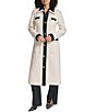 KARL LAGERFELD PARIS Wool Blend Point Collar Contrast Single Breasted Walker Coat - Image 2