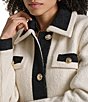 KARL LAGERFELD PARIS Wool Blend Point Collar Contrast Single Breasted Walker Coat - Image 5