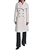 KARL LAGERFELD PARIS Wool Blend Wing Collar Double Breasted Walker Trench Coat - Image 1