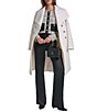 KARL LAGERFELD PARIS Wool Blend Wing Collar Double Breasted Walker Trench Coat - Image 3