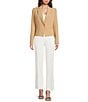 KARL LAGERFELD PARIS Woven Peak Lapel Collar Long Sleeve Button Front Cropped Coordinating Jacket, Color:Cartouche - Image 4
