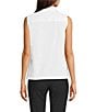KARL LAGERFELD PARIS Woven Point Collar Sleeveless Button Front Blouse, Color:Soft White - Image 2