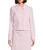 KARL LAGERFELD PARIS Woven Polished Suiting Collared Long Sleeve Cropped Jacket - Image 1