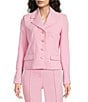 KARL LAGERFELD PARIS Woven Polished Suiting Notch Lapel Collar Long Sleeve Button-Front Jacket - Image 1
