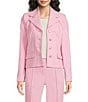 KARL LAGERFELD PARIS Woven Polished Suiting Notch Lapel Collar Long Sleeve Button-Front Jacket - Image 3
