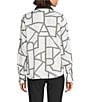 KARL LAGERFELD PARIS Woven Printed Point Collar Long Sleeve Button Down Blouse, Color:Black Multi - Image 2