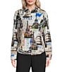 KARL LAGERFELD PARIS Woven Printed Point Collar Long Sleeve Shirt - Image 1